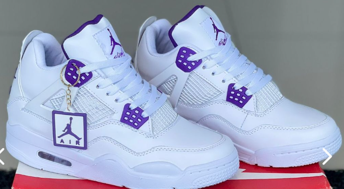 Jordan 4 Retro Metallic Purple,black and white